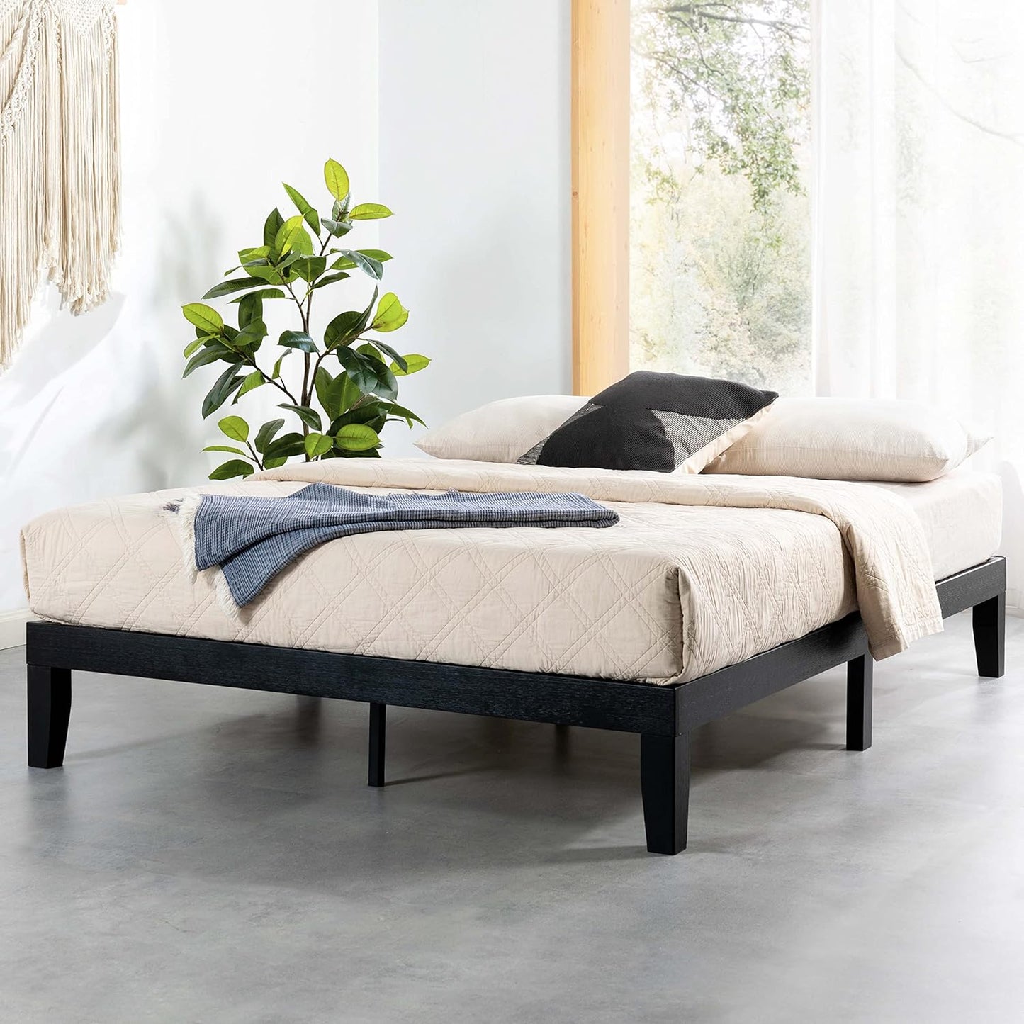 Mellow Naturalista Classic - 12 Inch Solid Wood Platform Bed with Wooden Slats, No Box Spring Needed, Easy Assembly, Full, Natural Pine