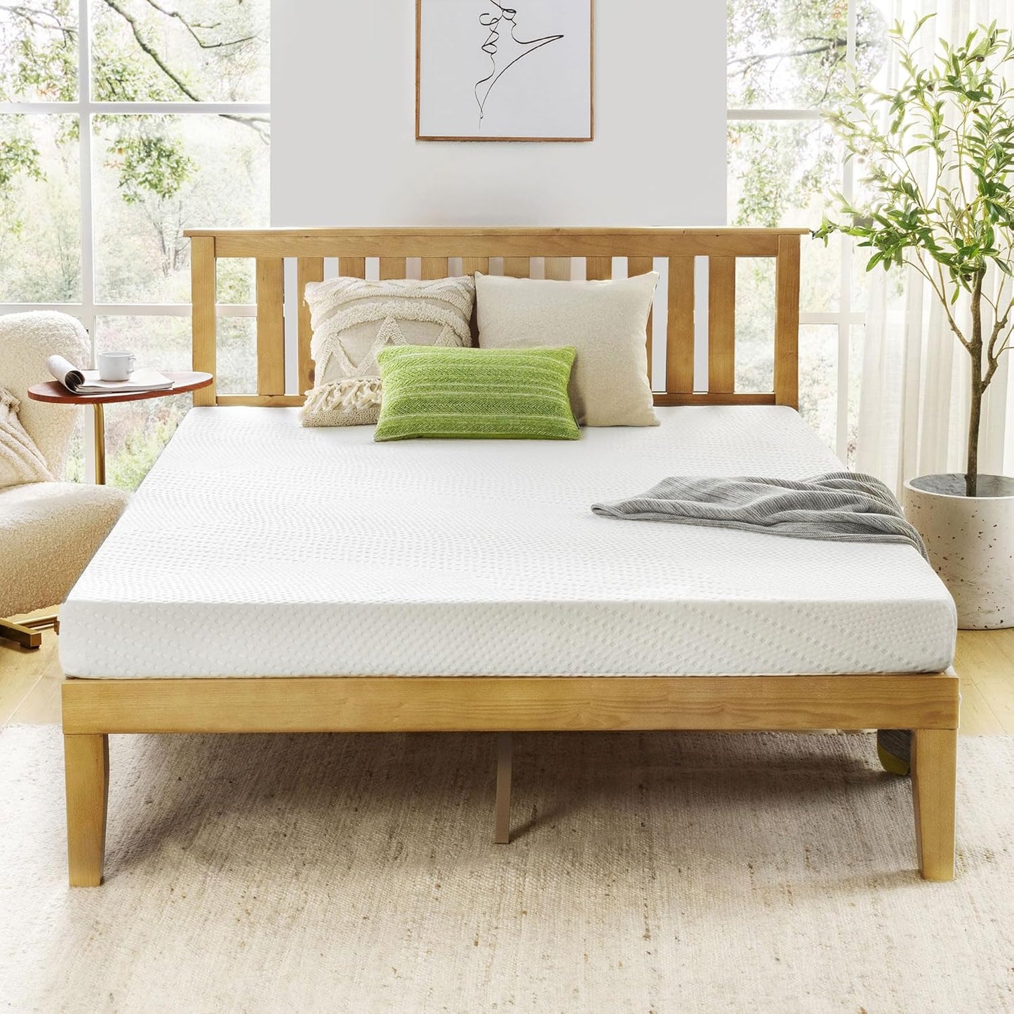 Best Price Mattress Full Mattress 6 inch Bed-In-A-Box, Green Tea Memory Foam White