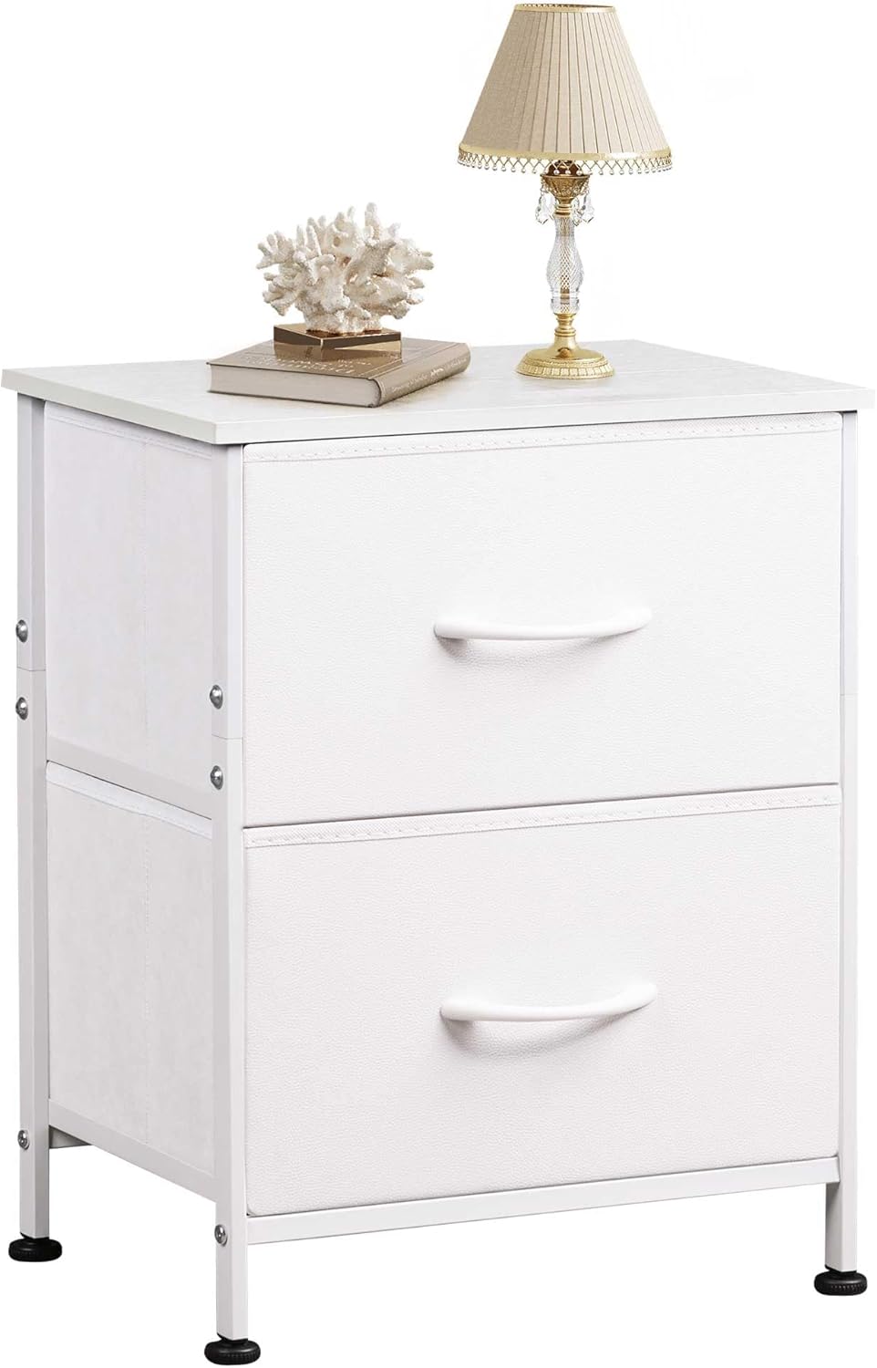 WLIVE Night Stand, Small 2 Drawer Dresser, Nightstand with Fabric Bins for Bedroom, Closet, Dorm, Rustic Brown Wood Grain Print, 11.8" D x 15.7" W x 20.9" H