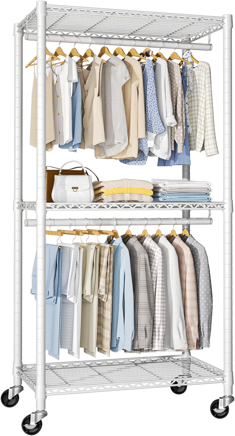 Heavy-Duty Portable Closet, 30"W x 14"D x 76"H, Black, Carbon Steel
