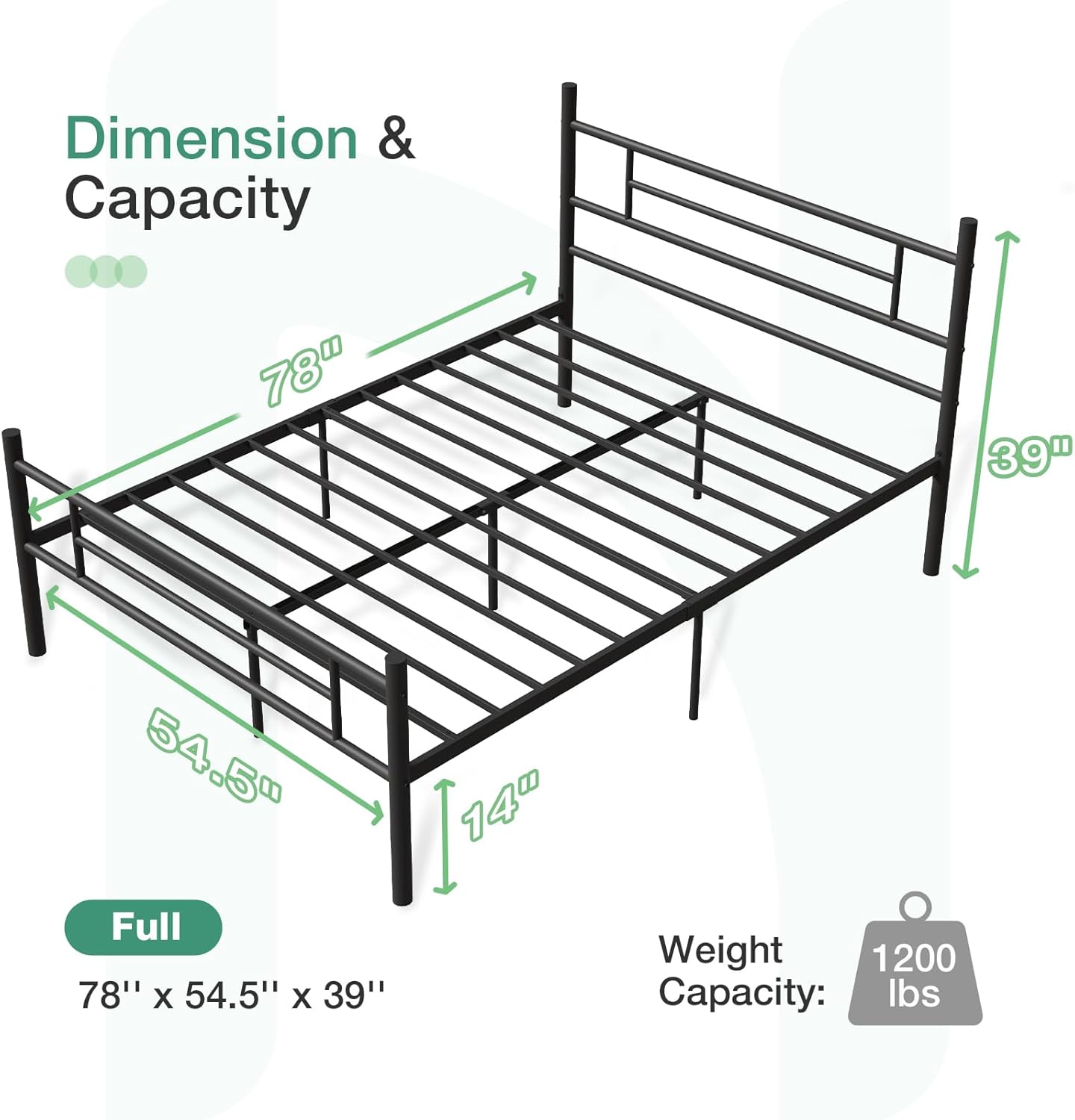 Novilla Full Size Bed Frame with Headboard and Footboard, 14 Inch Metal Platform Bed Frame, Under Bed Storage, Strong Metal Slats Support, Mattress Foundation No Box Spring Needed