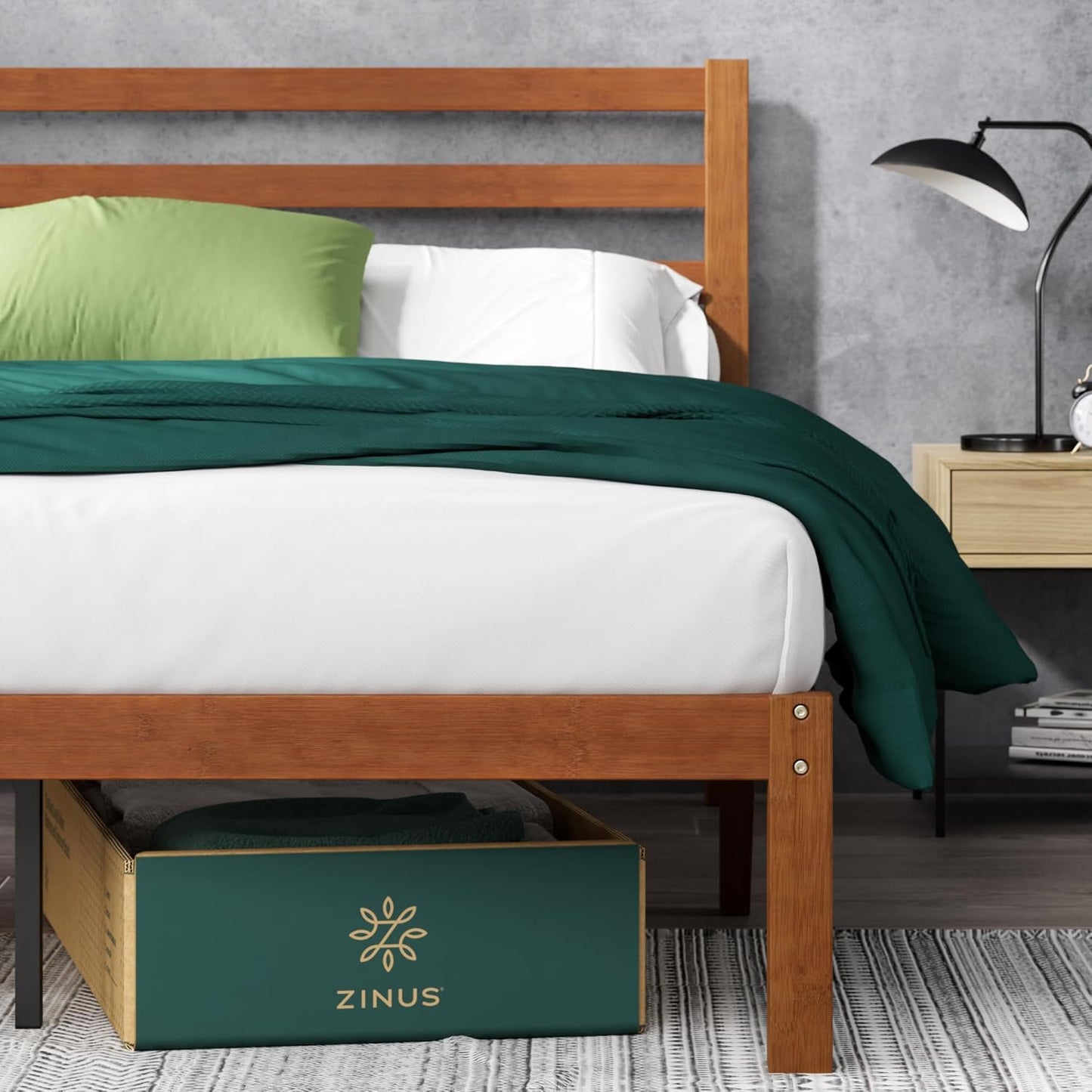 ZINUS Kai Bamboo and Metal Platform Bed Frame with Headboard, No Box Spring Needed, Easy Assembly, Full, Brown