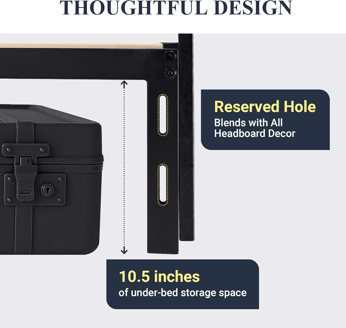Allewie Full Size Platform Bed Frame with 3 Storage Drawers, Faux Leather Upholstered, Wooden Slats Support, No Box Spring Needed, Easy Assembly, Black