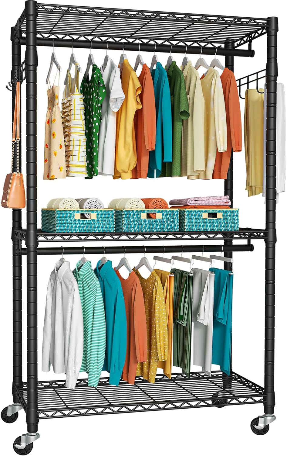 Heavy-Duty Portable Closet, 30"W x 14"D x 76"H, Black, Carbon Steel