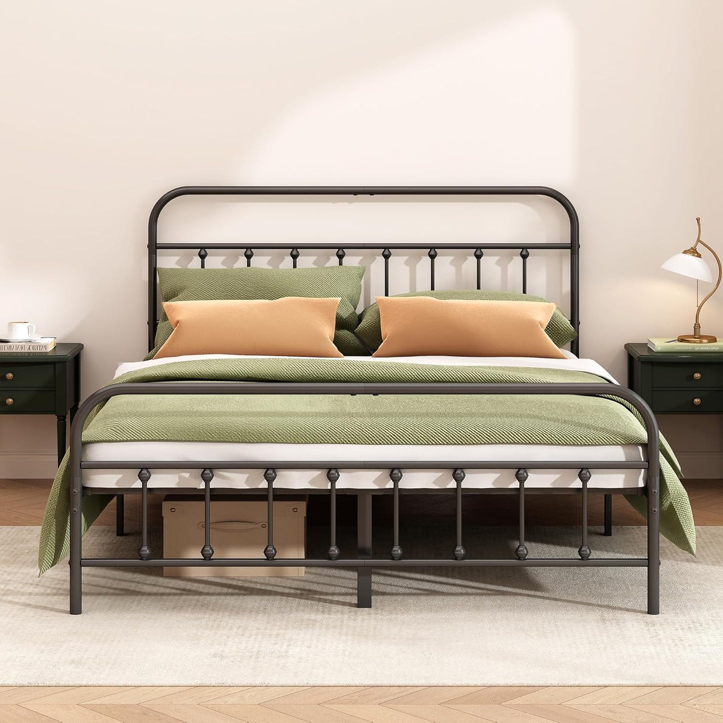 Metal Bed Frame - Structurally Stable Heavy Duty Steel Slat Supported Full Bed Frames,No Box Spring Needed for Easy Removal and Transport.