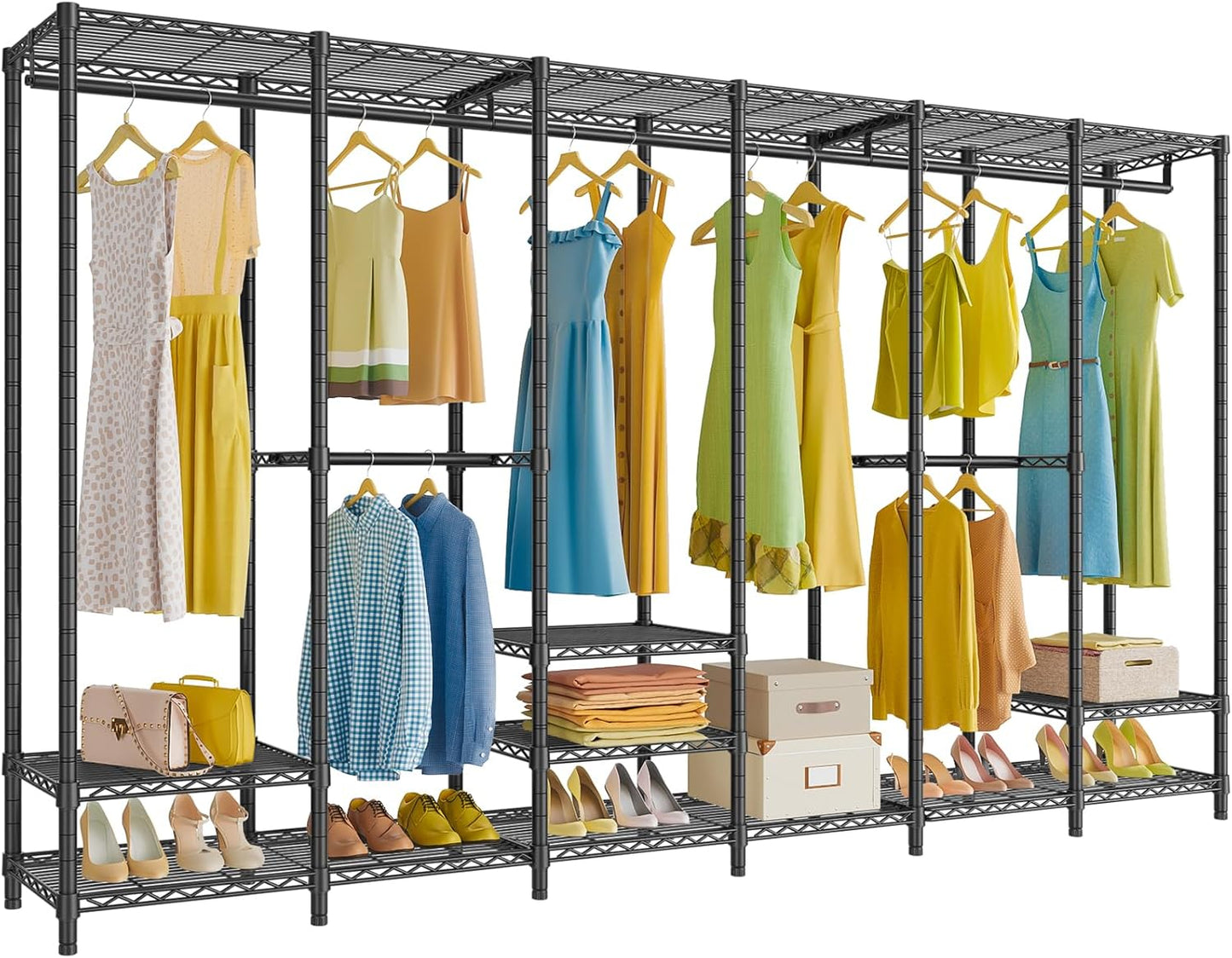 VIPEK V60 Extra Large Clothes Rack Portable Closet Rack Freestanding Wardrobe Heavy Duty Garment Rack Metal Closet for Hanging Clothes, Bedroom Storage Organizer, Max Load 1620lbs, White