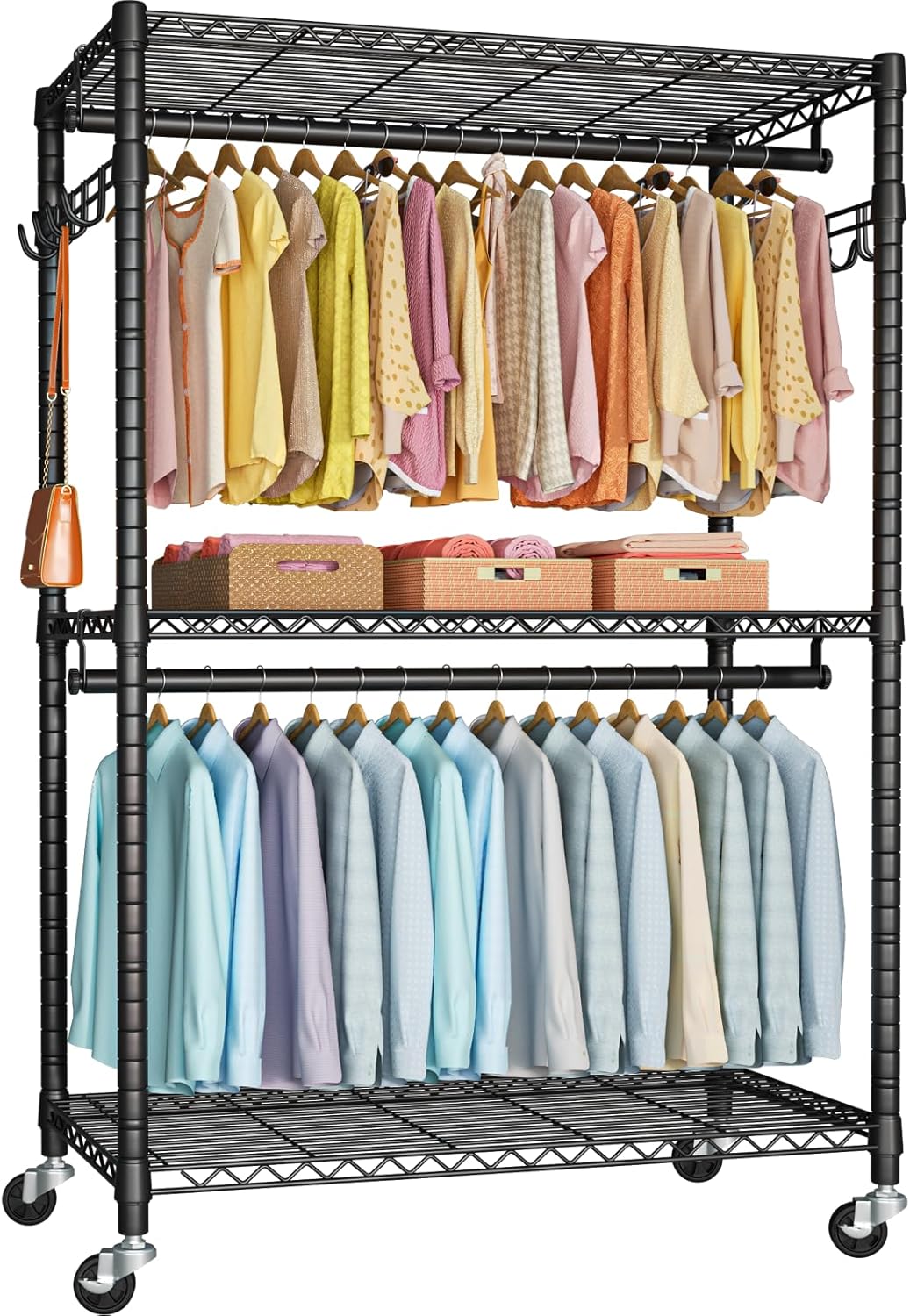 Heavy-Duty Portable Closet, 30"W x 14"D x 76"H, Black, Carbon Steel