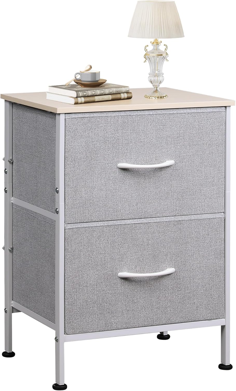 WLIVE Night Stand, Small 2 Drawer Dresser, Nightstand with Fabric Bins for Bedroom, Closet, Dorm, Rustic Brown Wood Grain Print, 11.8" D x 15.7" W x 20.9" H